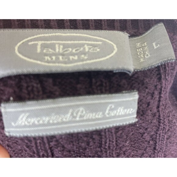 Talbot Men Pullover Sweater V-Neck Mercerized PPima Cotton Purple Size Large - Picture 7 of 9